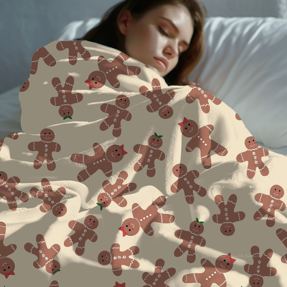 Gingerbread Blanket - Festive Christmas Design Velveteen Plush Blanket