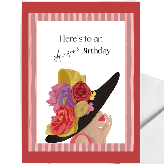 Birthday Greeting Card Happy Birthday Darling Woman in Hat