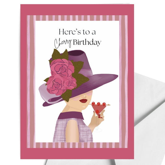 Funny Pun Birthday Card Female Card Cherry Martini