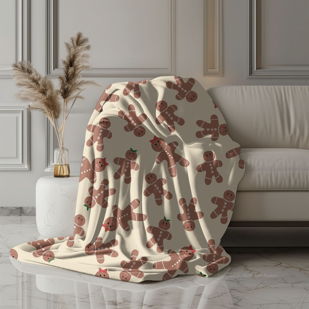 Gingerbread Blanket - Festive Christmas Design Velveteen Plush Blanket
