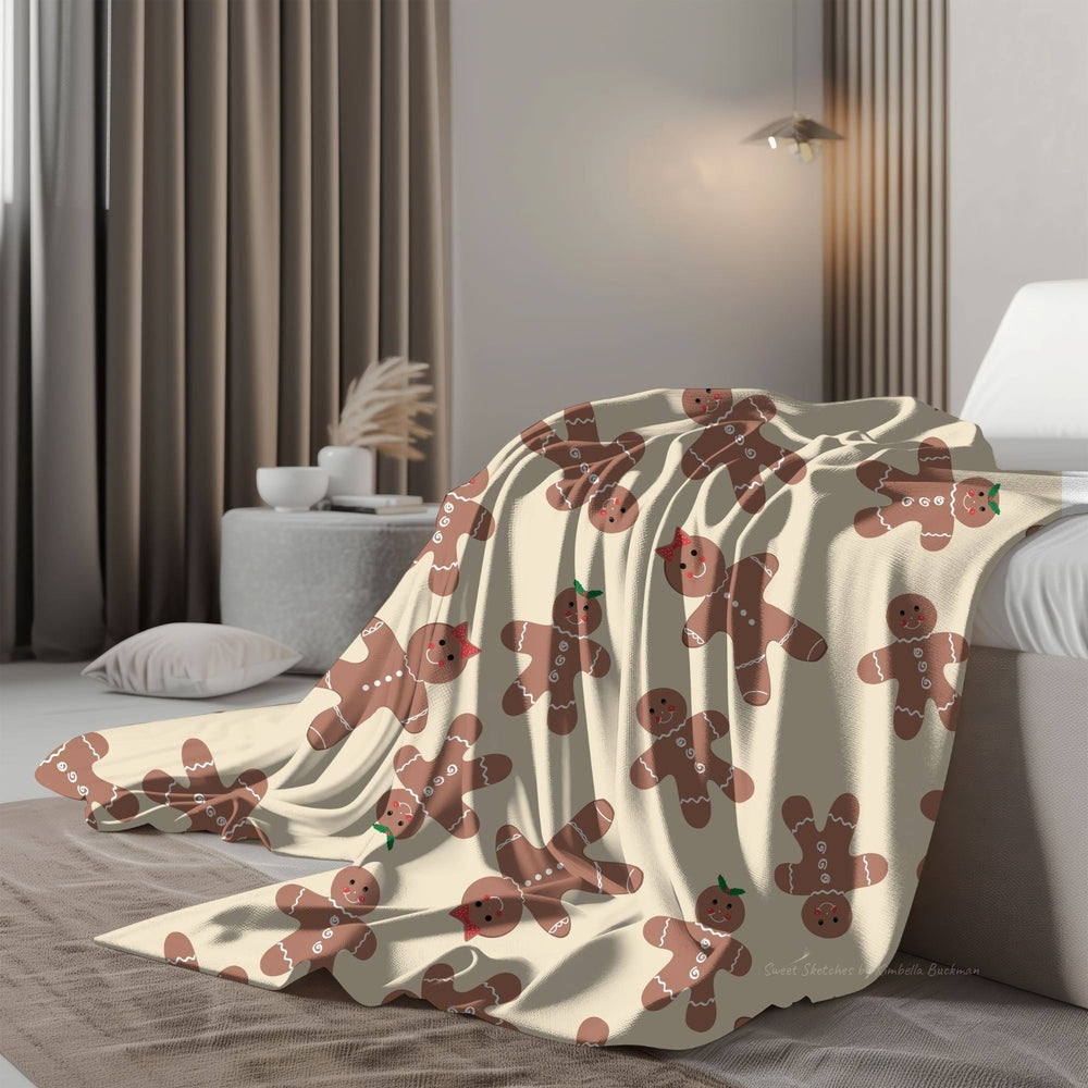 Gingerbread Blanket - Festive Christmas Design Velveteen Plush Blanket