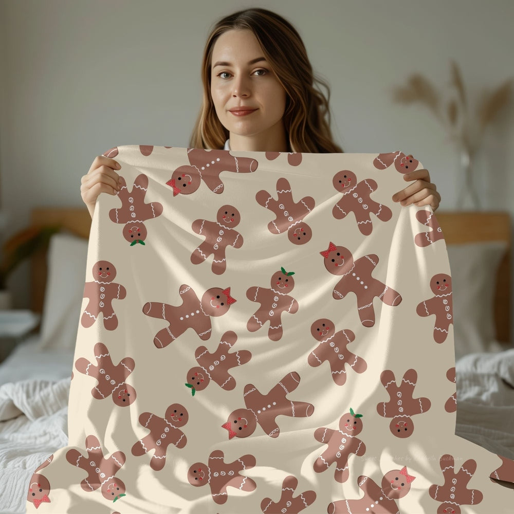 Gingerbread Blanket - Festive Christmas Design Velveteen Plush Blanket