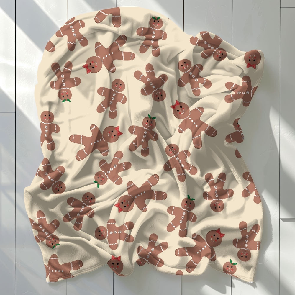 Gingerbread Blanket - Festive Christmas Design Velveteen Plush Blanket