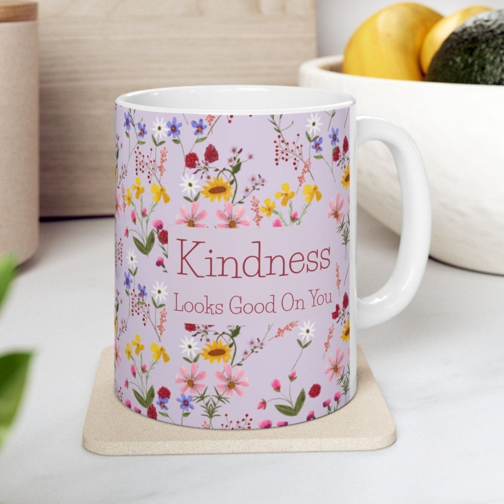 Coffee Cup with Flowers Watercolor Flower Mug Kindness