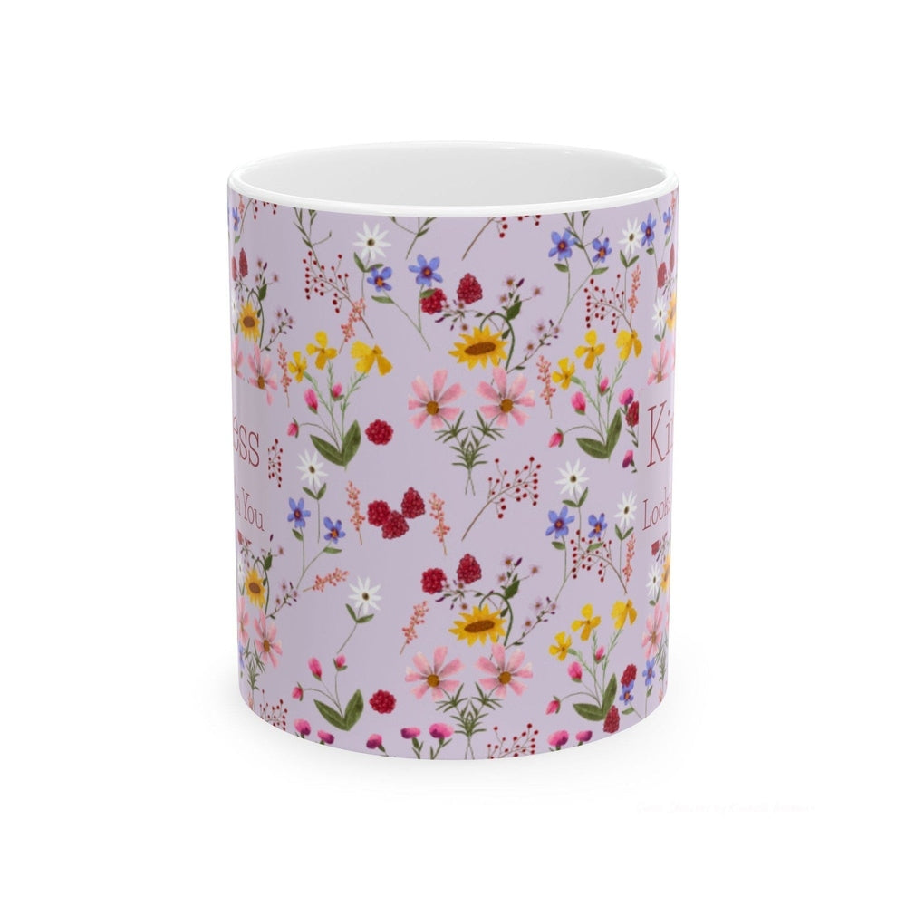 Coffee Cup with Flowers Watercolor Flower Mug Kindness