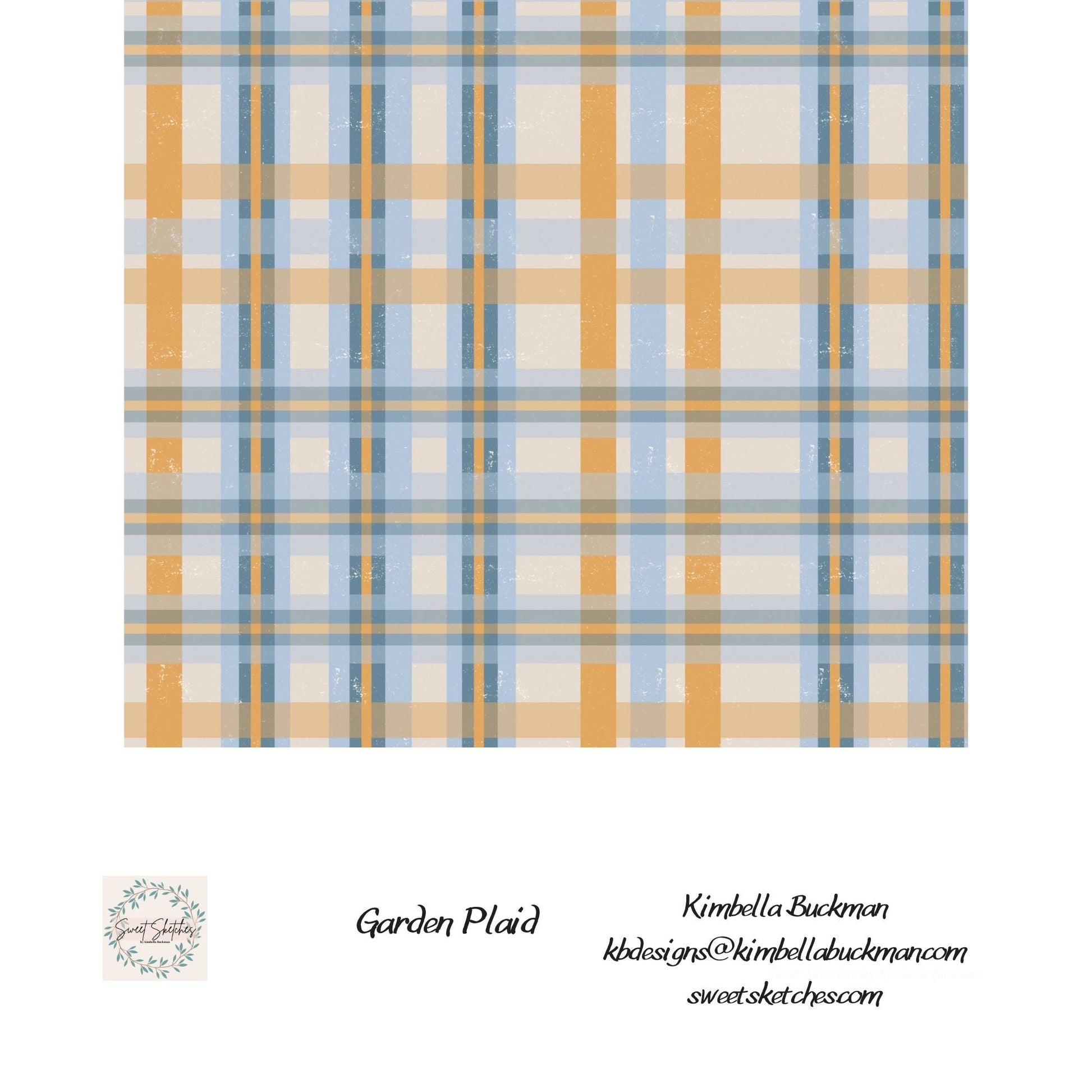 This soft plaid combines butter yellow, warm blue, and ivory great as a versatile base or lining.   Tartan-style plaid pattern in golden yellow, sky blue, and off-white with a soft woven look.