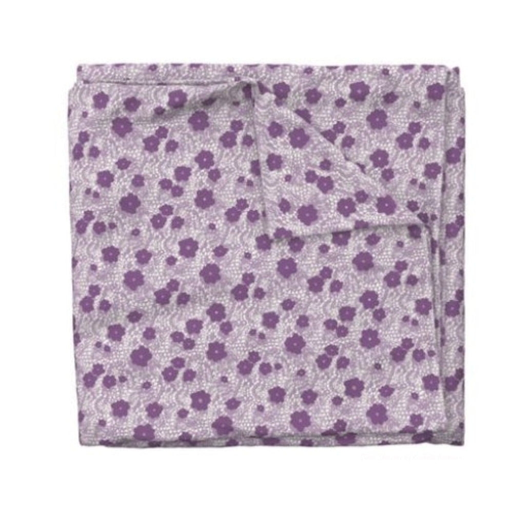 Lavender Flower Duvet Cover. This delicate design mimics vintage lacework with purple floral silhouettes scattered across a lavender Lace