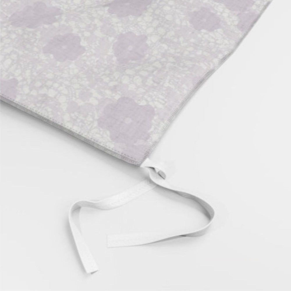 Lavender Flower Duvet Cover. This delicate design mimics vintage lacework with purple floral silhouettes scattered across a lavender Lace