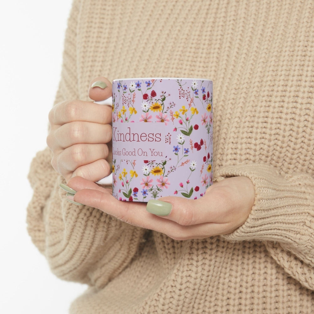 Coffee Cup with Flowers Watercolor Flower Mug Kindness