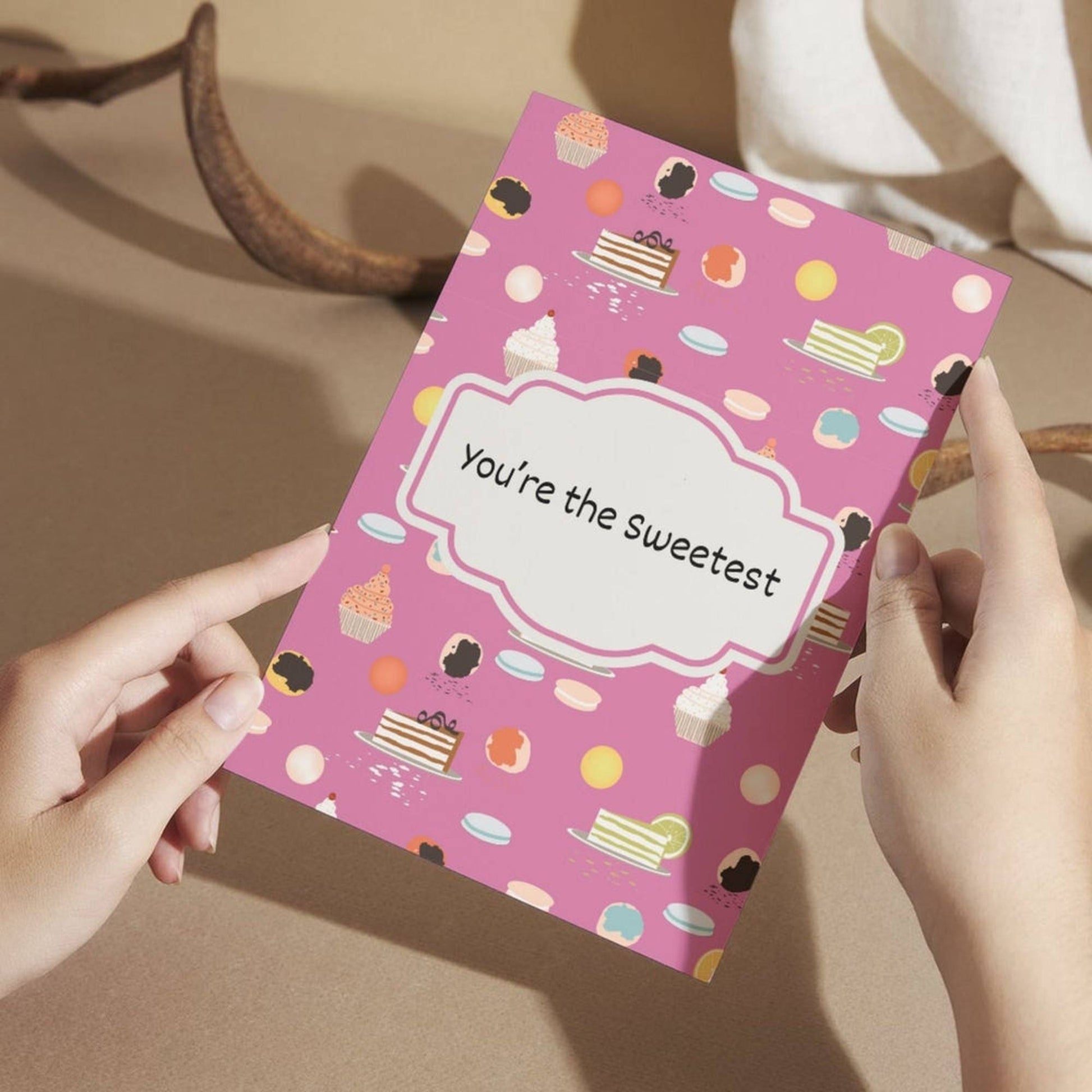 You're the Sweetest Thank You Card with sweets and treats, hand drawn and painted, perfect for baking enthusiasts.