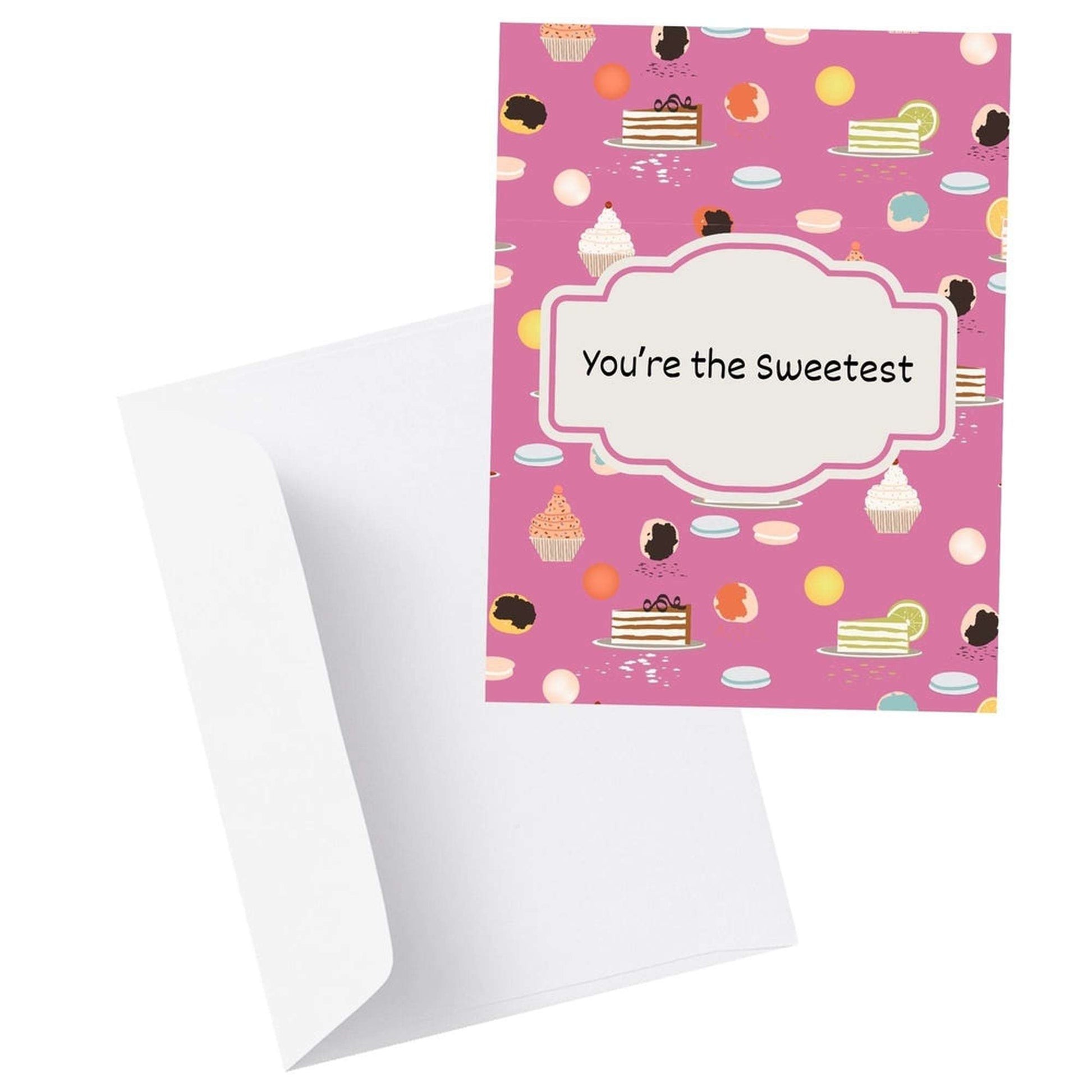 You're ethe Sweetest Thank You Card with sweets and treats, hand drawn and painted, perfect for baking enthusiasts.