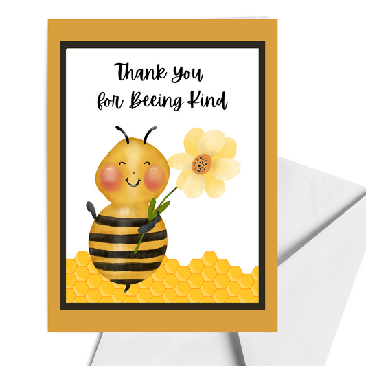 Cute Bee Thank You Card – Thank You for Beeing Kind