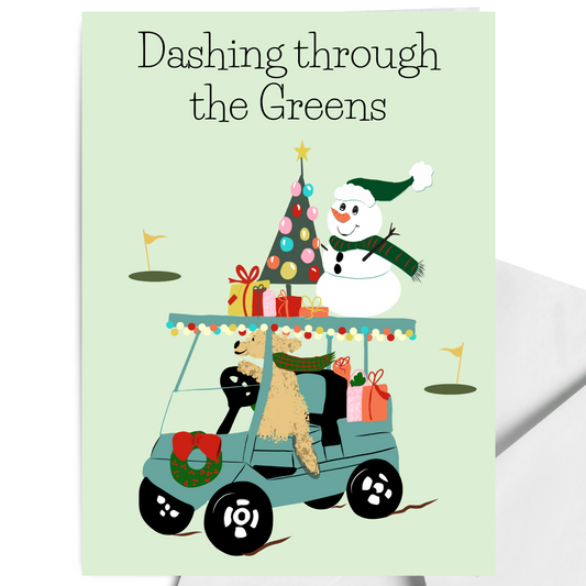 Golf Christmas Card Dashing Through the Greens