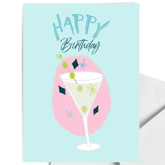 Happy Birthday Cocktail Greeting Card – Fun Dirty Martini